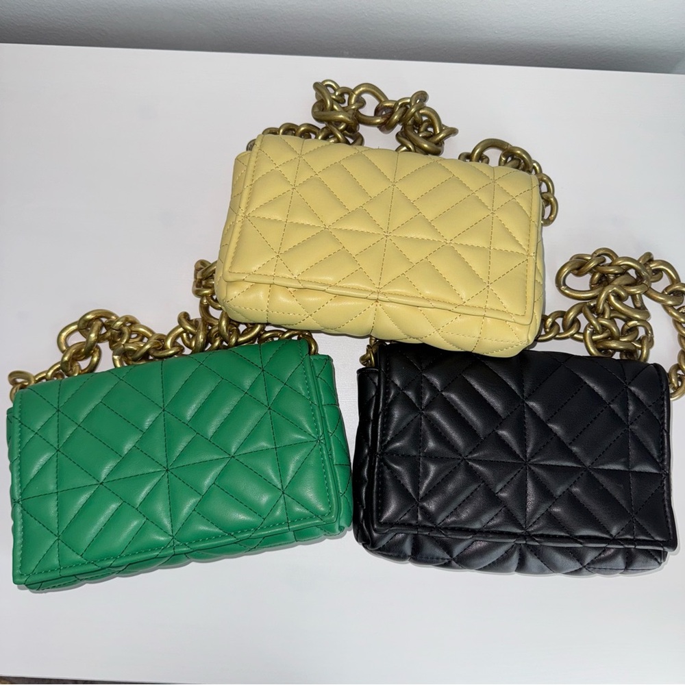 Zara Quilted Chain Strap Women Shoulder Purse Bags - Black, Green, Yellow